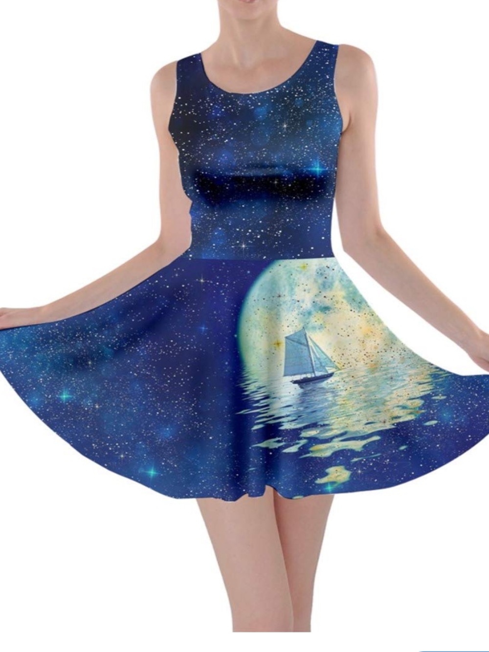 CowCow Womens Starry Night Sky Moon Stars Space Ocean Sailboat XL